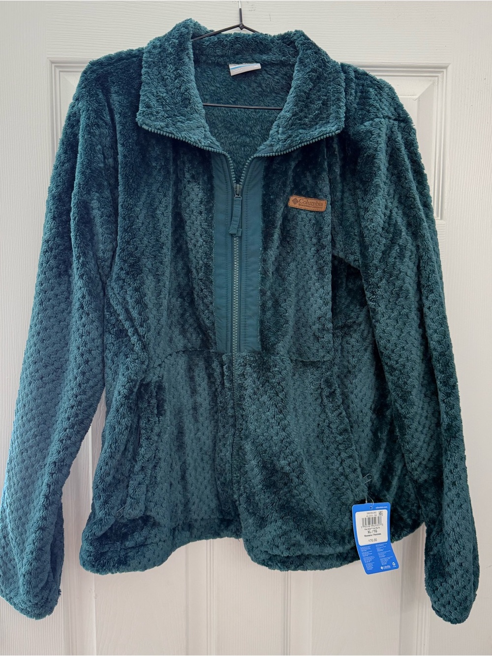 NWT Columbia Fire Side II Teal Plush Fleece Zip Jacket - Picture 2 of 3